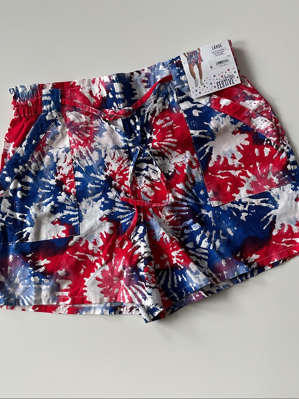 Women’s Patriotic Athletic Shorts in Red, Blue & White NWT Sz L